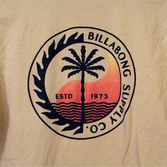 Men's Billabong Palm Tree Sunset Graphic Mustard Yellow T-Shirt - Picture 8 of 8
